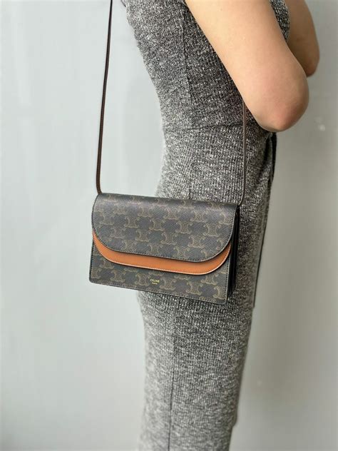 celine wallet on strap triomphe|celine canvas triomphe.